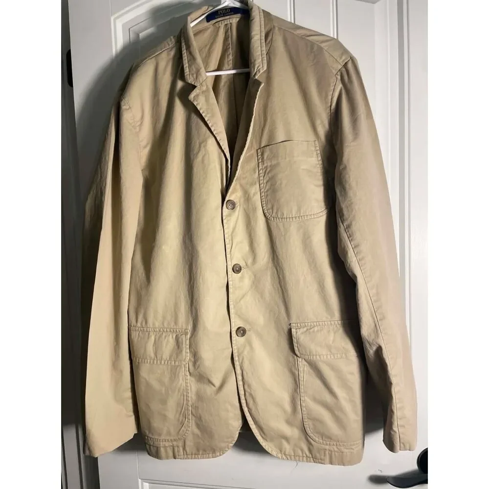 POLO RALPH LAUREN-Men Cotton Blazer-Goldish/Tan Color 48L